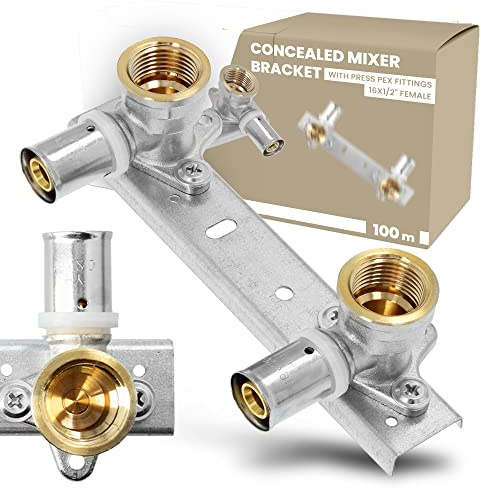 Verdeckte Mischerhalterung mit Press-PEX-Armaturen Einfache Wasserhahninstallation 16 x 1/2 Zoll weiblich 100 mm Wasserversorgungs-Heizsysteme