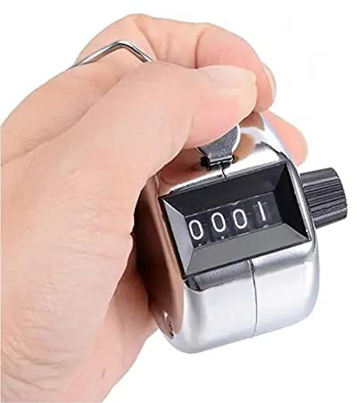 plastific Tally Counters Clickers 4-digit Lap Counter Manual Clicker Counters Hand Held Counter Clicker for Coaching, Golf Scoring, Knitting Row Count (Silver Tally Counter)