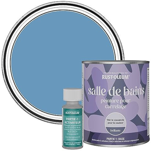 Rust-Oleum wasserbeständiger Fliesenlack für das Badezimmer in hochglänzendem Finish - Kornblumenblau 750ml