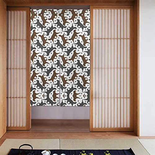 DMORJ Trotting Verdunkelungsvorhänge, flach beschichtet, Pfotenabdruck: Set mit 2 Vorhängen, Raumverdunkelungsvorhänge für Schlafzimmer, 142,2 x 86,4 cm
