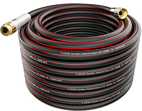 Hybrid-Gartenschlauch, 22,9 m x 1,6 cm, Standard-Blei-In-Gummischlauch, langlebiger Außenschlauch, Allwetter-Anti-Knick-Wasserschlauch für Zuhause, Bewässerungsbedürfnisse und Y-ASQA Gartenschlauch