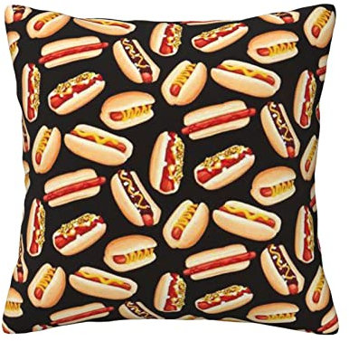 TOLKAT Fun Food Hot Dogs Universal-Kissenbezug, dekorative quadratische Bezüge, geeignet für Couch, Schlafzimmer, Bett
