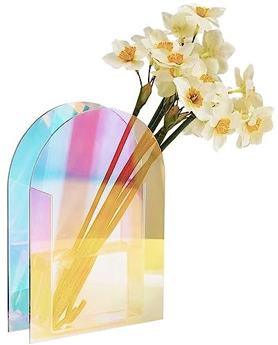 Acryl Buch Vasen, Klare Buchvase, Wohnzimmer Dekoration Vasen, Acryl Bunte Vase, für Blumenarrangement und Dekoration (12×0,5×18 cm)