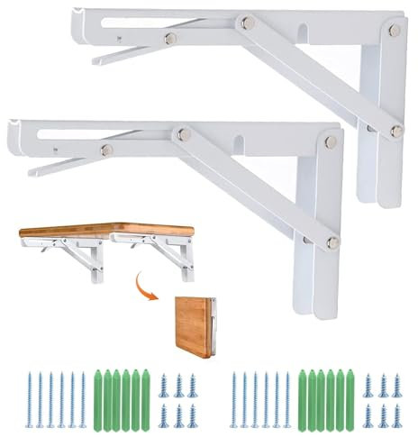300 mm Schwerlast Klappkonsole, 2 Stück Klappregalhalterungen,Metall Klappwinkel Tischhalter,Wandregal Regalunterstützung Klammer für DIY Halterung,Haus Küche Klapptisch