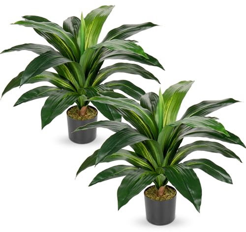 Oairse Juego de 2 plantas artificiales grandes Dragón Planta Artificial Árbol Grande en Maceta Árbol Artificial para Interior y Exterior, Decoración Moderna Baño Salón Dormitorio Balcón