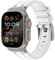 KADES 49 mm, 46 mm, 45 mm, 44 mm, per Apple Watch, cinturino sportivo in silicone con adattatore in acciaio inox, per Apple Watch Ultra 2, Ultra/Series 10/9/8/7/6/5/4/SE, serie 3 42 mm, bianco/titanio
