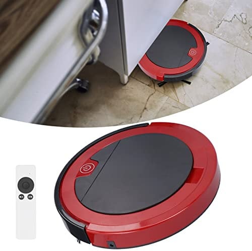 Topyond Roboter-Staubsauger, intelligente Fernbedienung, Kehrroboter, über USB wiederaufladbar, Saugroboter mit Wischfunktion,Bodenstaub, Kehrmaschine, DC5 V, Rot für Tierhaare, Hartboden