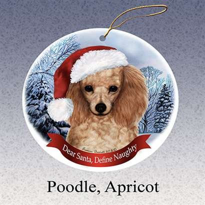 Weihnachtsanhänger Christbaumschmuck Anhänger Keramik Weihnachtsbaumschmuck Weihnachtsdeko Anhänger Pudel (Aprikose) Weihnachtsmütze Hund