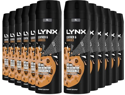 Lynx XL Body Spray 48-Hours High Definition Men's Fragrance Protect from Sweat and Odour with the Unique Scent Masculine Deodorant Spray for Men, 200ml (Leather & Cookies, Buy 12)