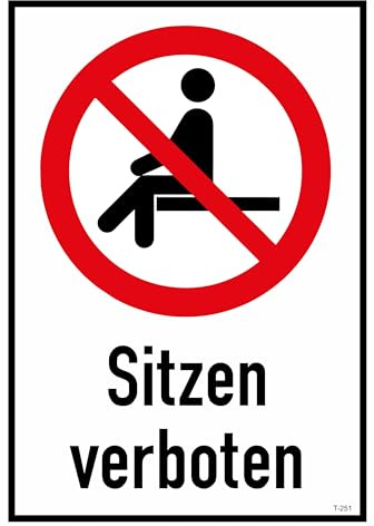 Daged Sitzen verboten Aufkleber 23x16 cm Hinweiszeichen Sticker T-251