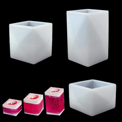 Zfseyuh - Moldes de Silicona para Velas, 3 Piezas de Hormigón y Resina Epoxi, Poliedro para Fabricación de Velas, Maceta de Cemento para Decoración de Mesa