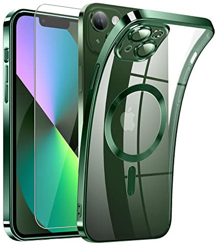 Clear Magnetisch für iPhone 13 Mini Hülle mit MagSafe [Original iPhone Äußere] [Kameraschutz Eingebaut] Durchsichtig Silikon Case Ultra Dünn [Niemals Gelb] Handyhülle Anti Fingerabdruck Schutzhülle