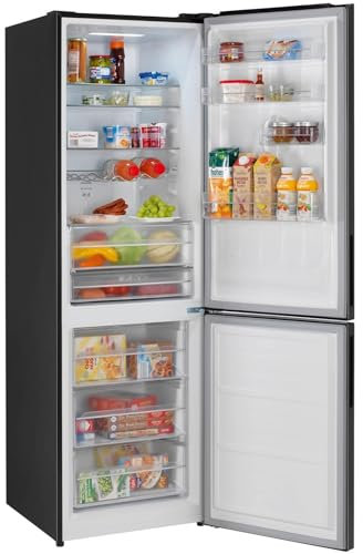 Oranier Stand-Kühlschrank 195 cm - schwarze freistehende Kühl-Gefrier-Kombination mit 3 Schubladen - 347 Liter Volumen - Türanschlag wechselbar KFG980