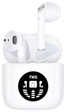 JAP AP80 Cuffie Auricolari Bluetooth - Con microfono e schermo LED - 8D Surround Sound - Bianco