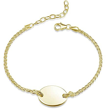 Materia Gold Armband Damen 925 Silber mit Gravurplatte SA-155-G_Ohne Gravur