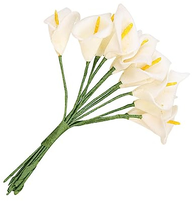 FUNOMOCYA Künstliche Callas Strauß Deko 12 Stück Mini-Calla-lilien Kunstblumen Für Innen Echt Gefühlt Farbecht Bei Waschen