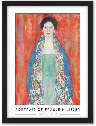 Artery8 Gustav Klimt Lost Painting Portrait of Fraulein Lieser Reproduction Vintage Artwork Framed A3 Wall Art Print