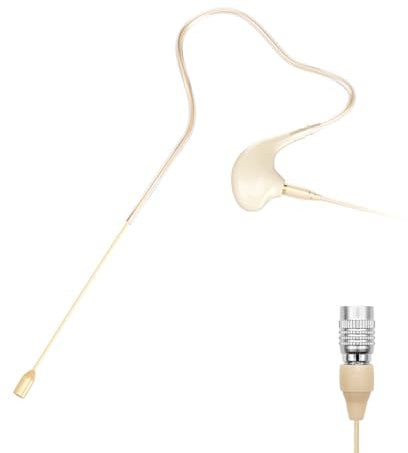 KIMAFUN Microfono auricolare singolo a uncino per orecchio, microfono omnidirezionale a condensatore da portare in testa, compatibile con trasmettitore bodypack del system wireless Audio-Technica