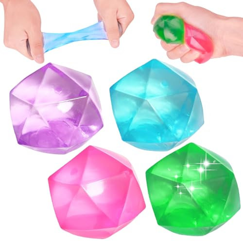 4Stück Stressball für Kinder Erwachsene, Fidget Cube Anti Stress Bälle, Squishies Antistressball, Sensorisches Spielzeug, Geburtstag Mitgebsel für Angst abbauen und Beruhigung