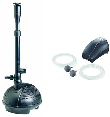 Pontec 57123 PondoVario 1500 - Wasserspielpumpe & 57515 PondoAir Set 450 - Komplettset zur Teichbelüftung, Sauerstoffversorgung, Sauerstoffanreicherung