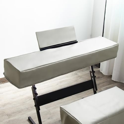 Cutfouwe Staubschutz für Klaviertastatur 88-Tasten Klavier Abdeckung E-Piano Tastaturabdeckung Tuch mit Notenständerabdeckung,133 x 30x 17 cm,Weiß
