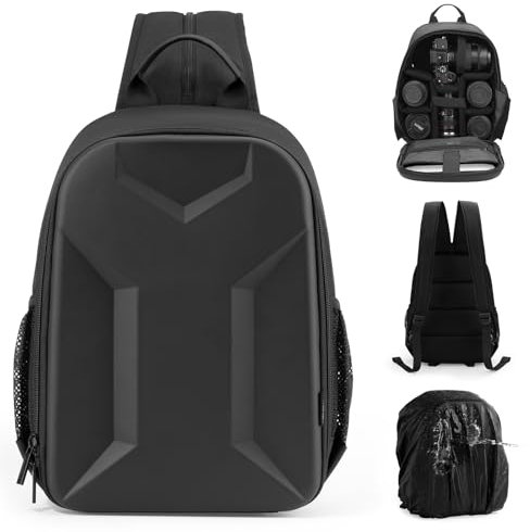 Cwatcun Camera Bag Sling Camera Case Shoulder Backpack with Tripod Holder,Hardshell Case Compatible with Canon Nikon Sony Pentax DSLR SLR Mirrorless Camera Case(1.0,Black
