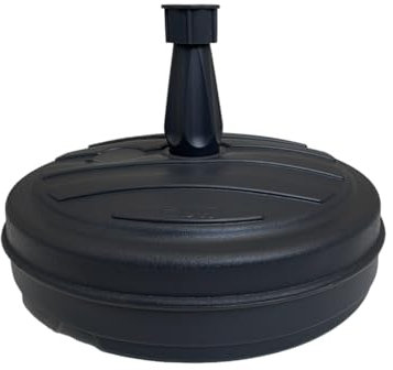Acomoda Textil – Base de Sombrilla Rellenable con Agua o Arena Resistente y Estable para Terraza, Jardín y Patio. Pie de Sombrilla Robusto y Transportable para Parasol. (13 litros Negro, 40cm ø)