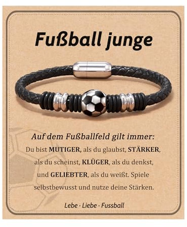 POWWA Fussball Geschenke Jungen, Fussball Ostern Geschenke Jungen 10 8 Jahre Kinder Teenager Geburtstagsgeschenk Armband für Sohn Enkel