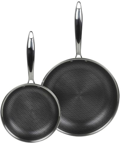 HEXTEC Laser Etched Honeycomb Non Stick Stainless Steel Cookware Pots, Pans & Frying Pan Sets, Induction Ready, Oven & Dishwasher Safe with Stay Cool Handles, PFOA Free