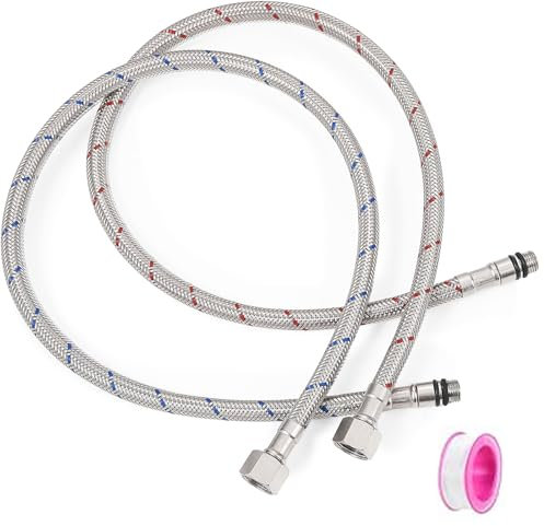 Fokroin 2 Piezas Latiguillos de Fontanería, Mangueras de Grifo Universal G1/2 X M10, Manguera Grifo Cocina, Latiguillo de Grifo Flexible, Manguera de conexión flexible, para Cocinas, Baños (80CM)