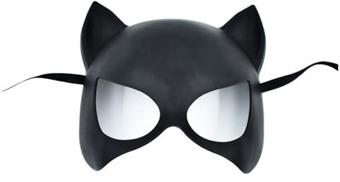 MIMIKRY Catwoman Maske aus Hartplastik Erwachsene Fledermaus Katze Katzenmaske Kostüm-Zubehör, Farbe:Schwarz zum Binden