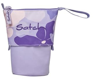 satch Pencil Slider extra groß inkl. Trennfach Reißverschlussfach Stiftehalter Geodreieck Sichtfenster für Stundenplan Lilac Blossom - Lila