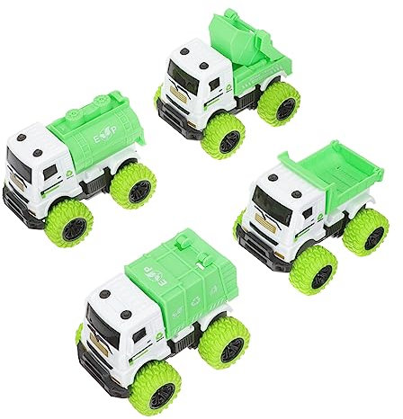 Vaguelly 4pièces Friction Powered Garbage Truck Toy De Jouets De Camion à Ordures pour Garçon Fille Développe La Créativité Coordination Motrice