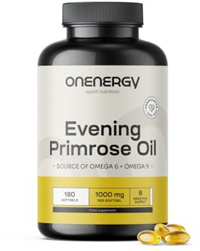 OnEnergy Nachtkerzenöl 1000 mg – 180 Weichkapseln – 6-Monatsvorrat – Natürliche Quelle für Omega-6 und Omega-9 – Aus Samen der Nachtkerze – 10 % GLA – Frei von Allergenen
