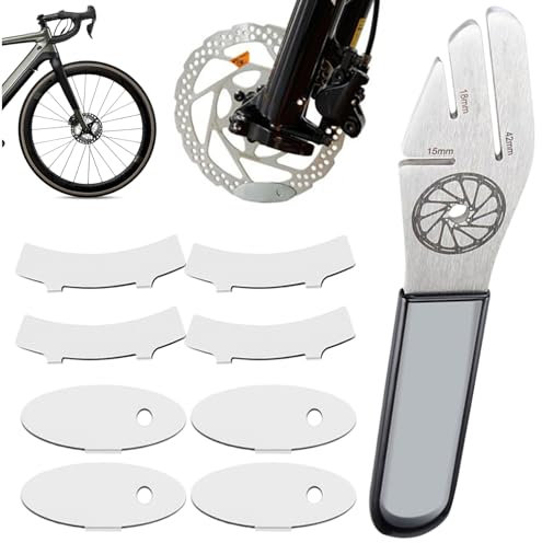 Bike Disc Brake Pads & Rotor Alignment Tool - Stainless Steel- Disc Brake Gap Regulator | Brake Rotor Truing Fork Stainless Steel Tool | Repair Gap Regulator With 8 Pads Replacement