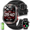 YYKY Smartwatch Uomo Orologio 2.01Militare Fitness Tracker[40 Giorni in Standby]con Blaue+LED Torcia/antiurto/Contapassi/Chiamate Bluetooth+SOS/600 mAh/Sonno/𝐒𝐩𝐎𝟐/100+Sportive/IP68/Android IOS