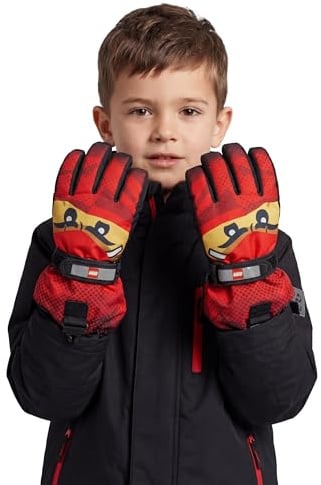 Kabooki LEGO® NINJAGO® Winter-Handschuhe LWAGAN 807 | Wasserdichte LEGO NINJAGO Kinder Winterhandschuhe mit atmungsaktiver Membran & Reflektor – ideal für Schnee und Skiurlaub.