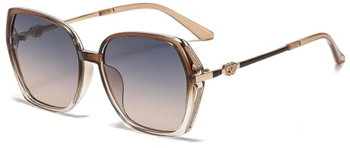LOJUDI Sonnenbrille Damen Groß - Trendy Schmetterlingsästhetik Rahmen Großer Eckig Frauen Brille mit UV Schutz