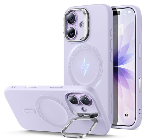 ESR for iPhone 17 Case, Silicone Case with Stand, Compatible with MagSafe, Military-Grade Protection, Built-in Camera Stash Stand, Magnetic Phone Case for iPhone 17, Cloud Series, Lavender