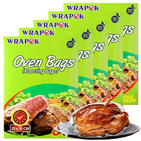 WRAPOK Roasting Cooking Bags Oven Chicken Bag For Meat Poultry Fish Seafood Vegetable, Small - 40 Bags (10 x 15 Inch)