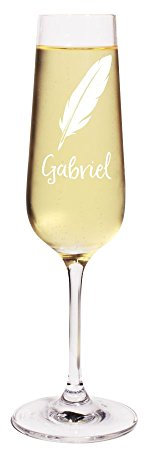 printplanet® Sektglas mit Namen Gabriel graviert - Leonardo® Glas mit Gravur - Design Feder