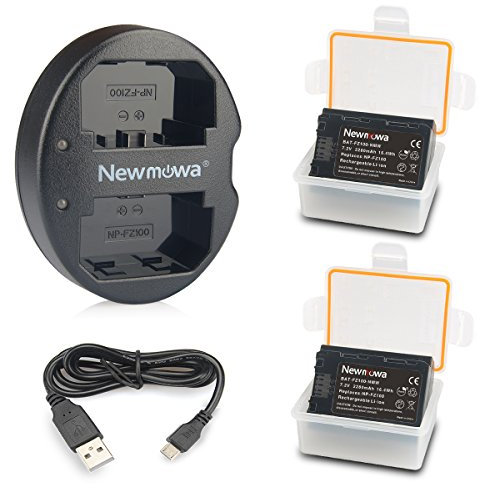 NP-FZ100 Newmowa Replacement Battery (2-Pack) and Dual USB Charger for Sony NP-FZ100,BC-QZ1 and Sony a1,Sony a6600,Alpha 9,A9,Alpha 9R,A9R,Alpha 9S,A7RIII,A7R3,a7 III