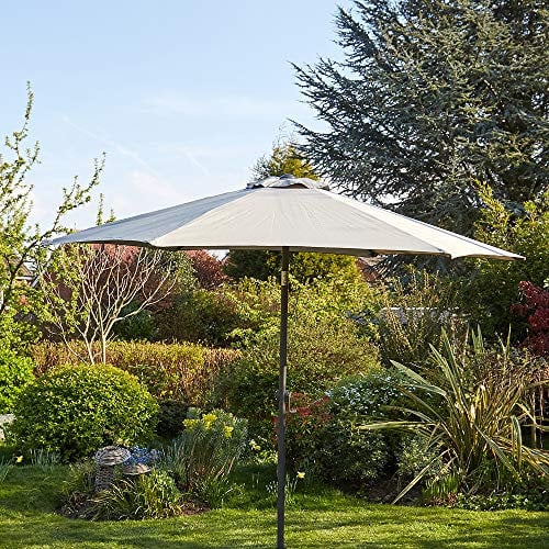 Home Source Garden Parasol 2.7 Metre Patio Shade Rust Proof Aluminium Pole Crank Tilt Grey