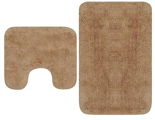 vidaXL Badematte 2-TLG. Beige Badteppich Badvorleger Badgarnitur Badezimmer