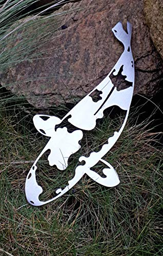 funkysteelart Deko Koi Kohaku 50 cm aus Edelstahl geschliffen - gelasert