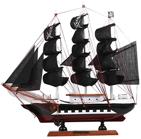 BESPORTBLE 33cm Holz Piratenschiff Segelboot Modell Segelschiff Maritime Deko Holzboot Holzschiff Mediterraner Stil Boot Schiff für Wohnzimmer Halloween Tischdeko Büro Schreibtisch Deko