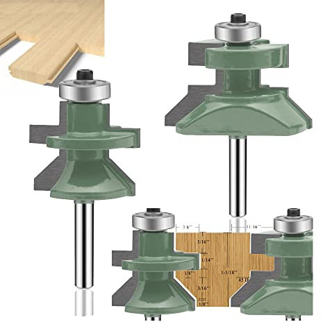 OLETBE Frässtift-Set, 5 Fingergelenke, 1/4 Zoll Schaft, 3 Stück, Nut- und Feder-Holzbearbeitung, Holzfräser, Formgebung, Hartmetall-Fräswerkzeug für Tür, Tisch, Regale, Spanplatten, Schienen (gelb)