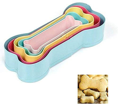 Yilu Juego de cortadores de galletas en forma de hueso de perro, 5 piezas de acero inoxidable para hornear, hornear galletas y pasteles, herramientas de cocina