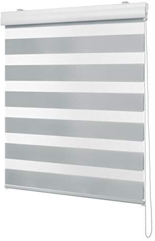 Ventanara® Doppelrollo Hellgrau mit Kassette Weiss Matt Duorollo Rollo Rolljalousie viele Größen (180 x 220 cm, Hellgrau/Kassette Weiss Matt)