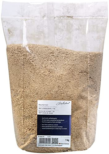 Carlo Milano Gewürz-Räucherspane: Räuchermehl zum Aromatisieren von Grillgut, 100% Hickoryholz, 1 kg (Holz-Räucher-Mehl zum Grillen, Holz-Mehl als Räuchergewürz, Backofen)